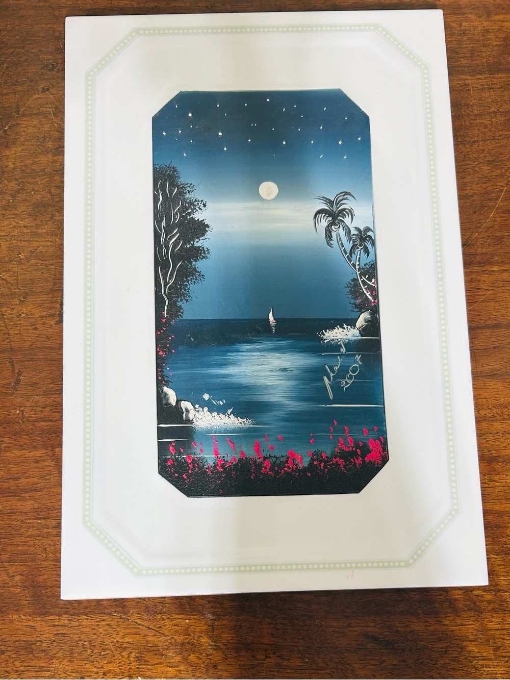 Lamosa Midnight Blue Seascape with Pink Accents